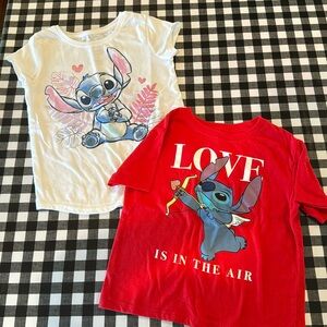 2 Disney Stitch tshirts -white & red- Jumping beans & Disney - kids size 7